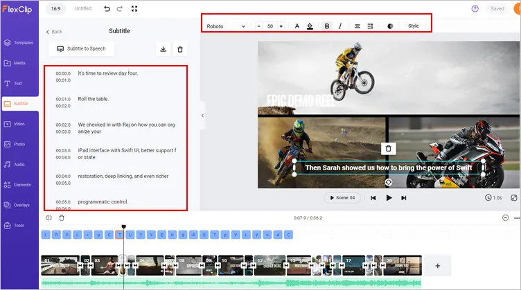 Use FlexClip to Add SRT File to a Video - Edit