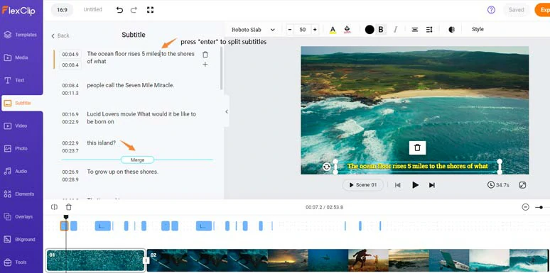 Easily split or merge subtitles with ease