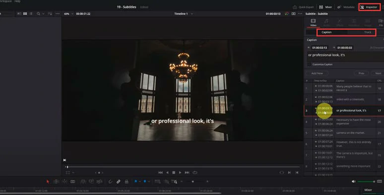 Proofread the subtitle of MKV and customize its style in Davinci Resolve