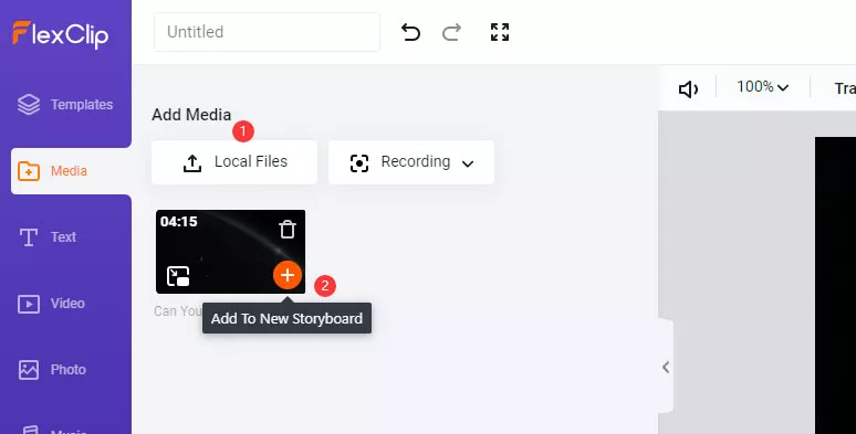 Upload your clips to FlexClip