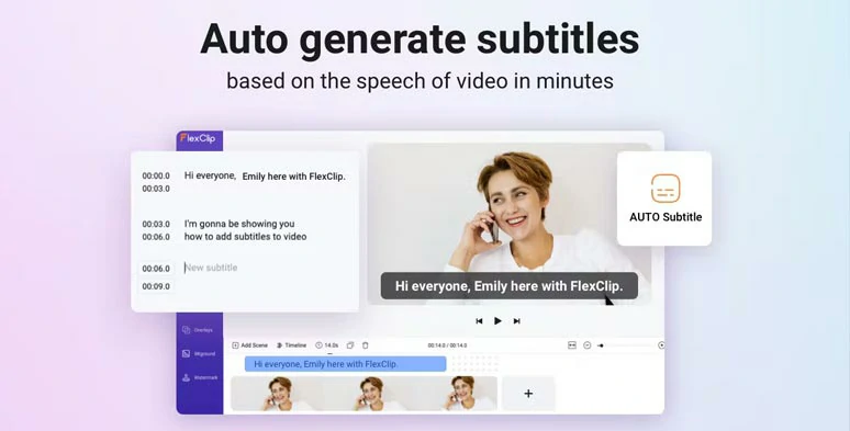 Automatically add subtitles to videos with FlexClip’s auto AI subtitle generator online