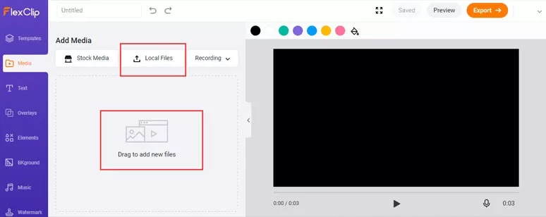 Upload your video assets to Flexclip video editor