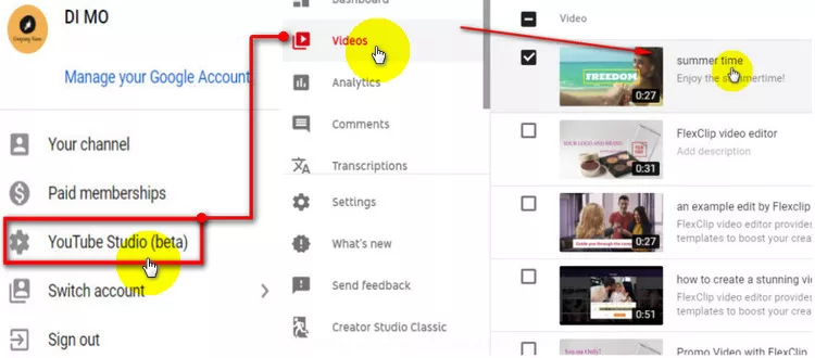 login-youtube-studio