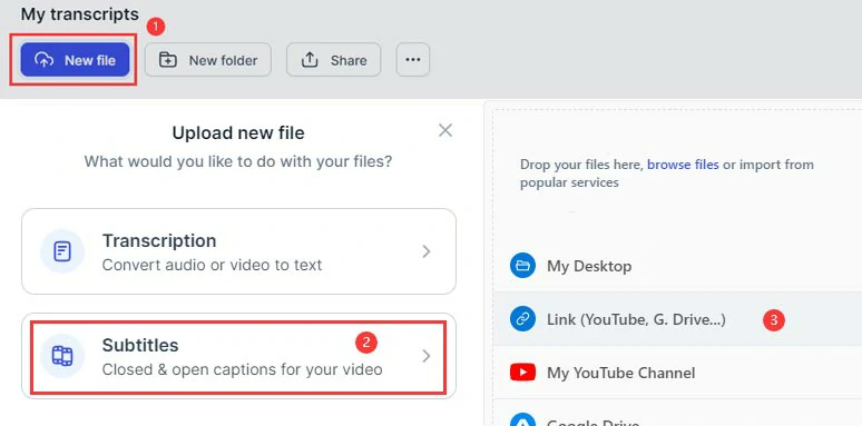 Paste the URL of a YouTube video to Happyscribe