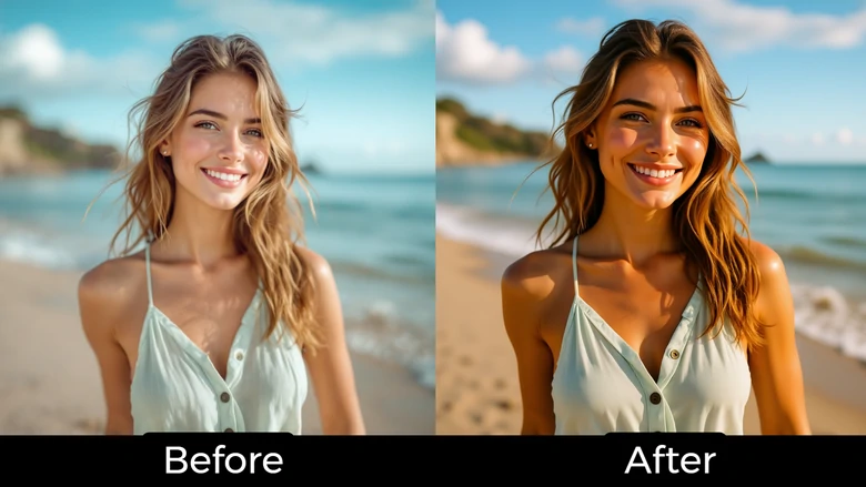 FlexClip Sun Tan Filter - Comparison Photo