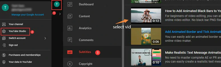 Access YouTube Studio and select an uploaded YouTube video