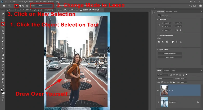 Select Yourself with Lasso Tool