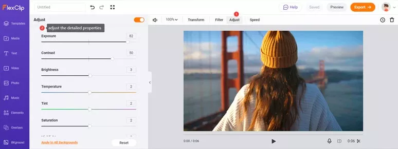 Adjust detailed properties to brighten a dark video
