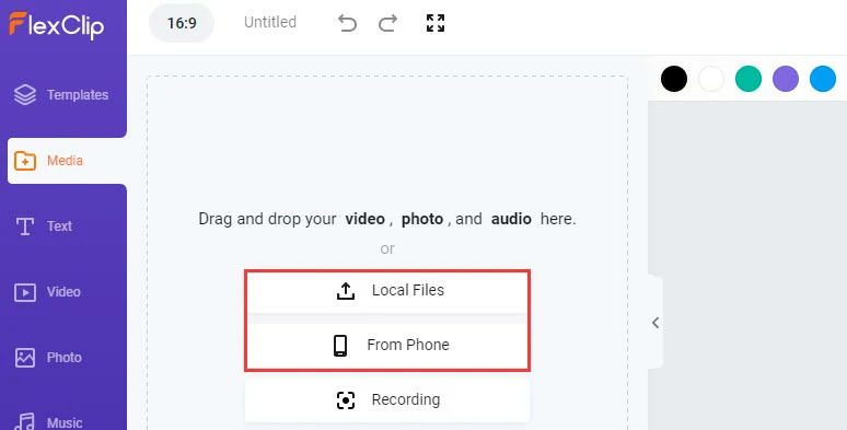 Upload clips to FlexClip