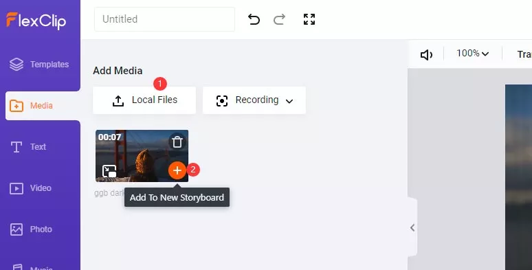 Upload dark or blown-out videos to FlexClip