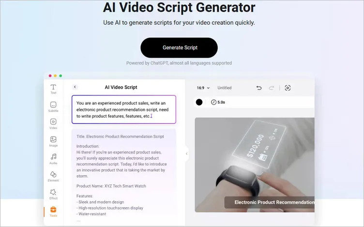 FlexClip’s AI Script Generator for Animal Rescue Story