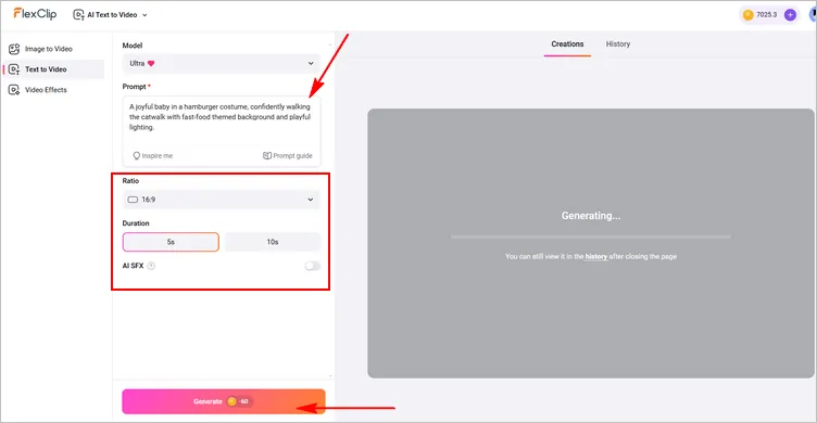 Generate AI Baby Fashion Show Video - Text Prompt