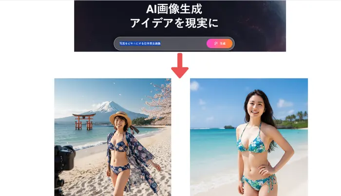 AIがテキスト入力で水着画像を生成