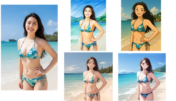 水着画像をイラスト風に変換