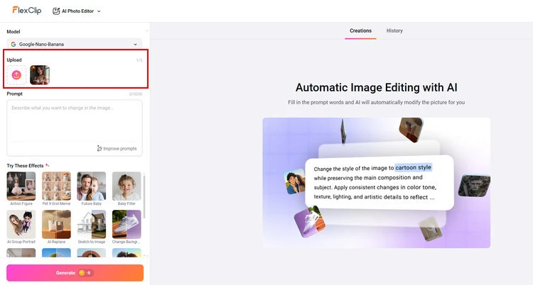 Upload Single Photo- FlexClip