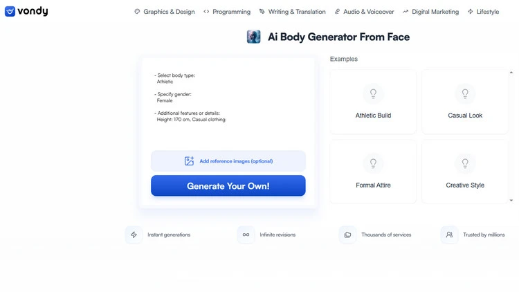 Generate Body from Your Face with AI - Vondy