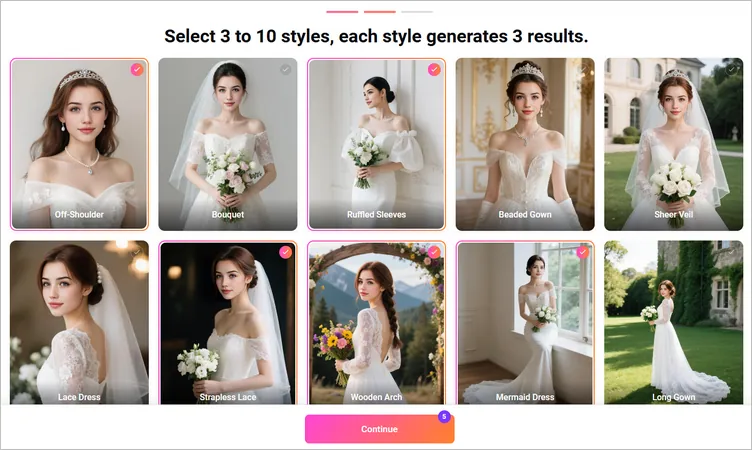 Generate AI Bridal Photo - Pick Your Styles
