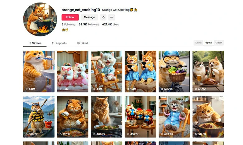 The TikTok AI Cat Cooking Video Channel