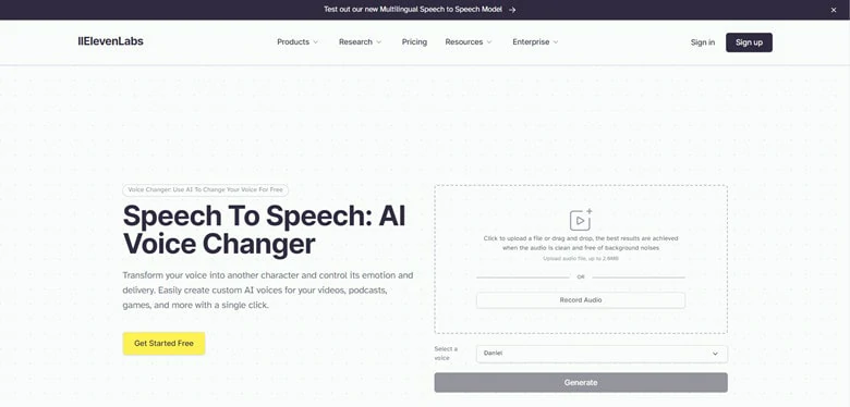 AI Character Voice Generator Online - ElevenLabs