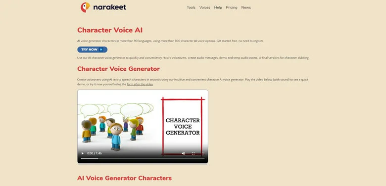 AI Character Voice Generator Online - Narakeet