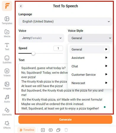 Make Setting of the Upcoming Voice Generation