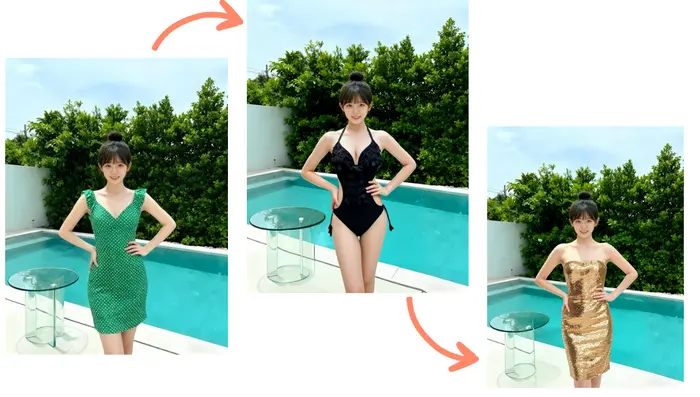 AI服着せ替えで服をシームレスに削除・置き換える