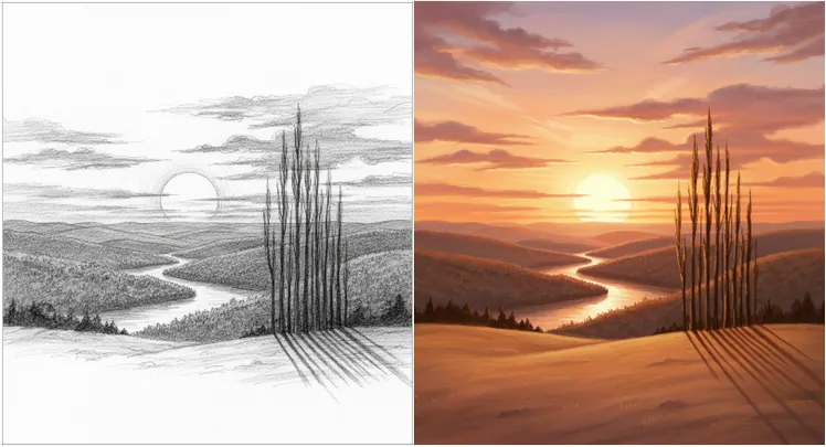 Colorize Nature Scene Sketch