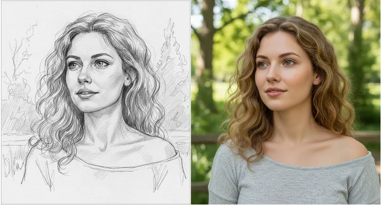 Colorize Realistic Outdoor Portrait Sketch