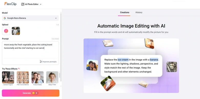 FlexClip Editing Cook Photo Using AI