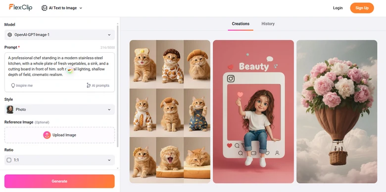 Generate Cook Scene Using FlexClip