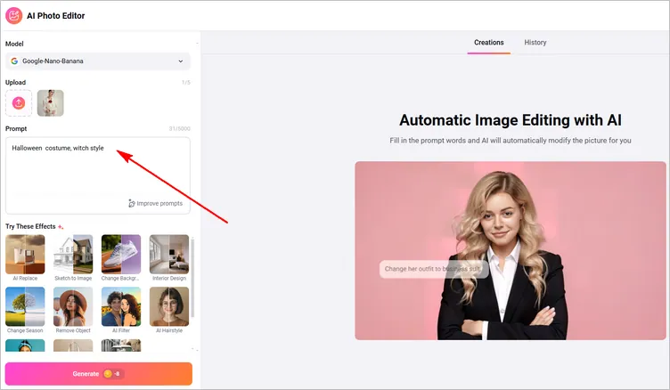 Generate AI Costume - Write a Prompt