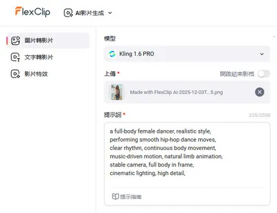 上傳圖片並輸入提示詞