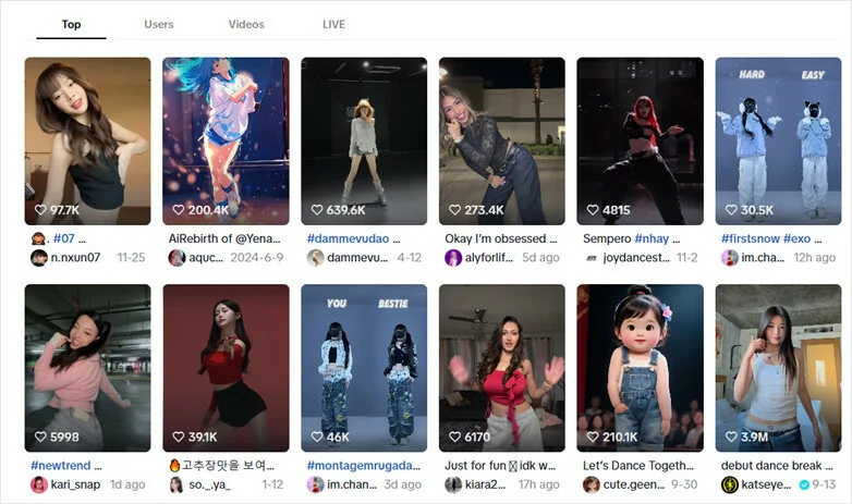 Examples of Dancing Videos Popularity on Social Media Platforms