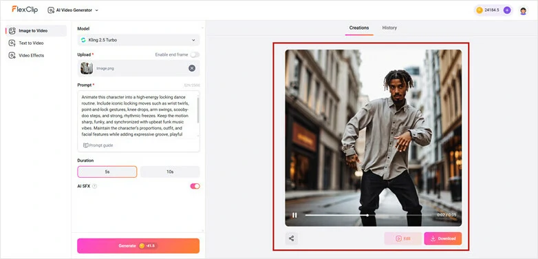 Make Settings and Generate the Dancing Video
