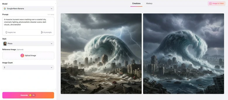 Generate An AI Disaster Image Using FlexClip
