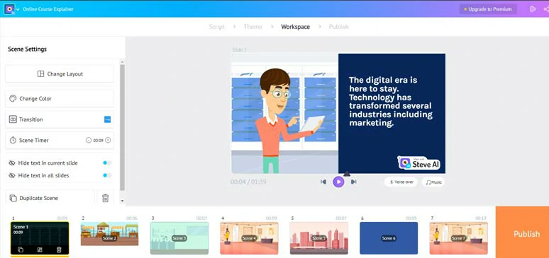 Create an AI-generated explainer video animation by Steve AI