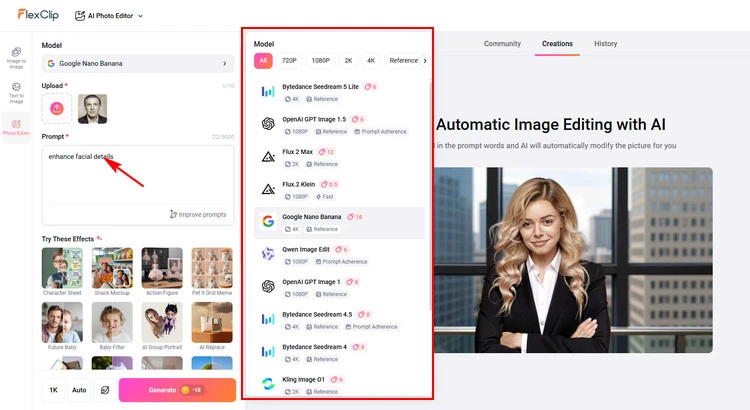 Enhance the Facial Detail in Photo - FlexClip