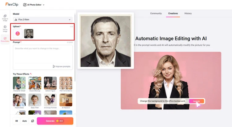 Upload Photos to AI Photo Editor - FlexClip