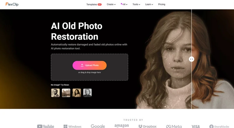 Upload Photos to AI Old Photo Restoration - FlexClip