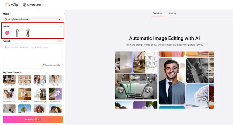 Upload Single Photo- FlexClip