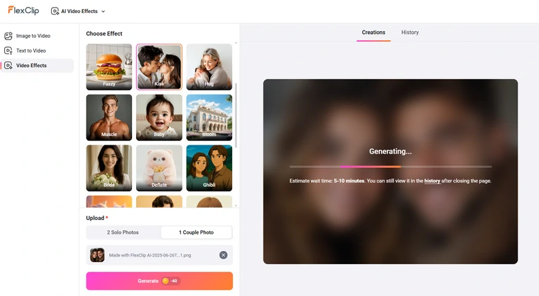 Generate AI Kissing Video