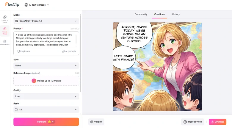 AI Manga Generator FlexClip Overview