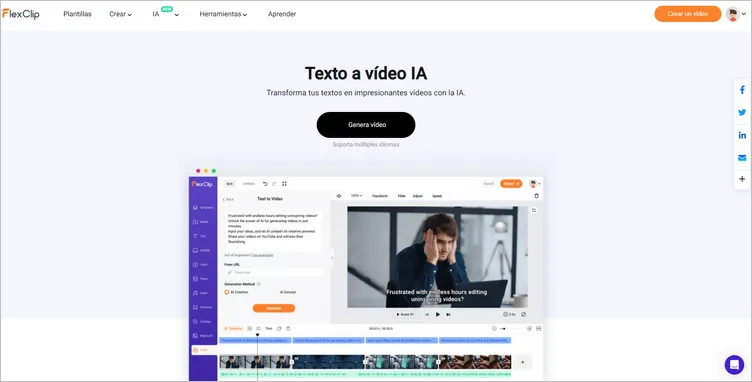 Función de texto a video con IA - FlexClip