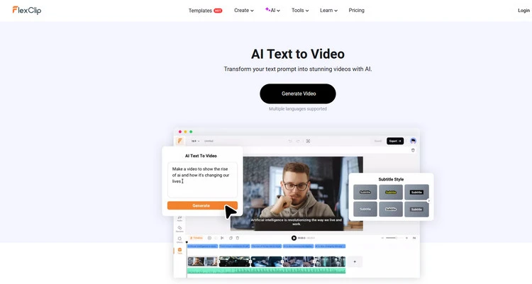 AI Text to Video feature - FlexClip