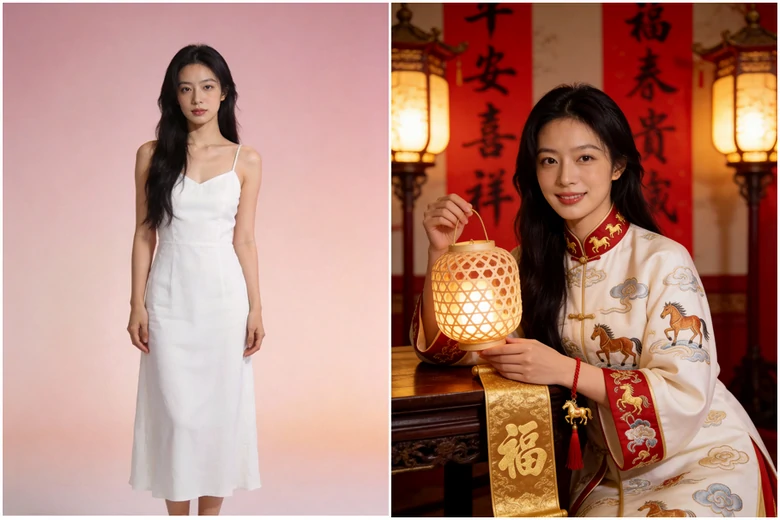 新年快樂圖範本 - 古風寫真