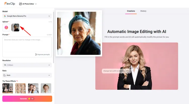 Upload Photo to AI Photo Editor - FlexClip