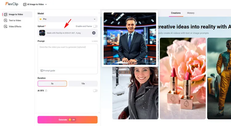 Upload Photo to AI Video Generator - FlexClip