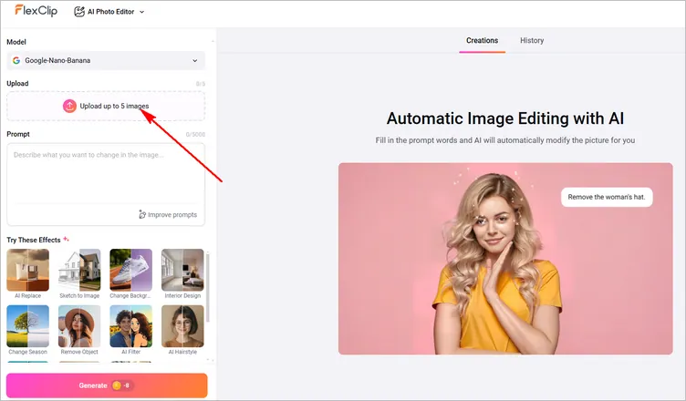 Generate Pet Photo with FlexClip's AI Photo Editor - Upload