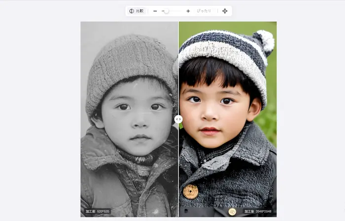 FlexClipの白黒写真カラー化対比図