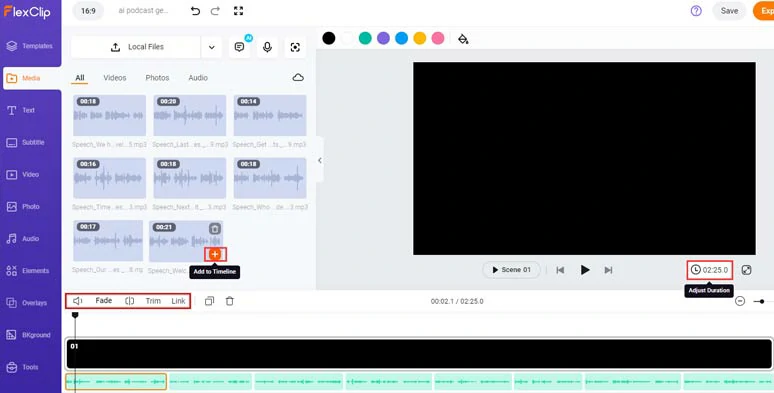 Add podcast AI voices to the intuitive timeline